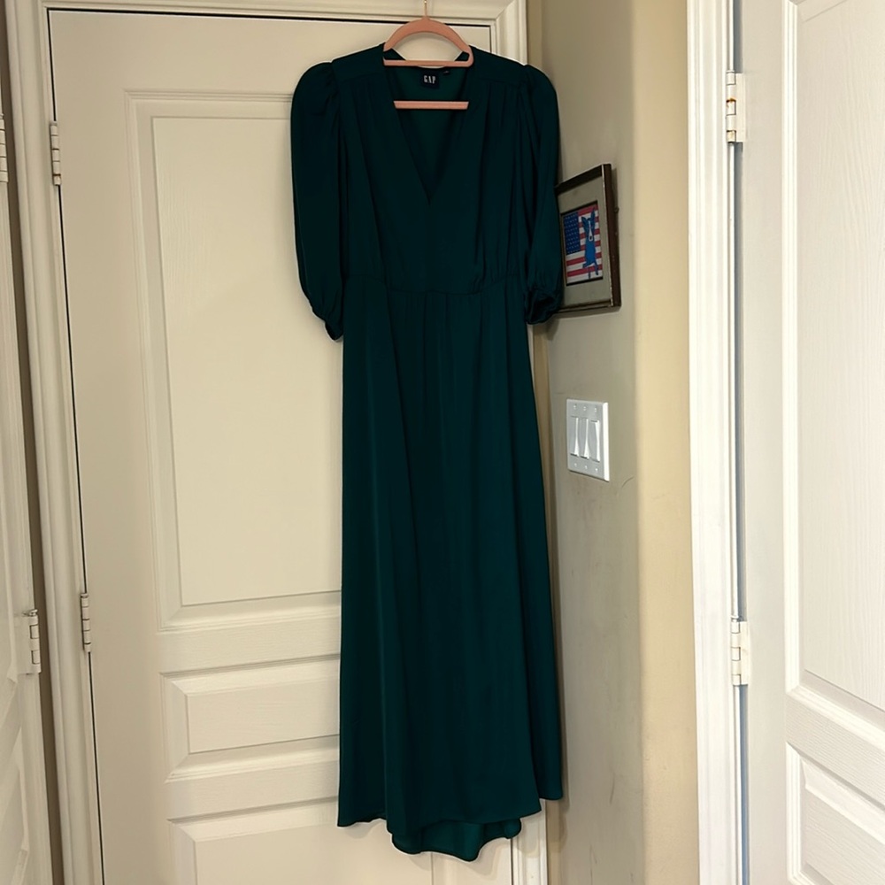 Emerald green silky dress